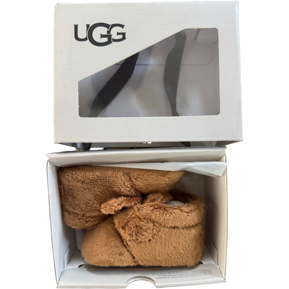 UGG Bixbee Booties Infant Size 0/1 Chestnut Brown Faux Fur Soft Sole Shoes